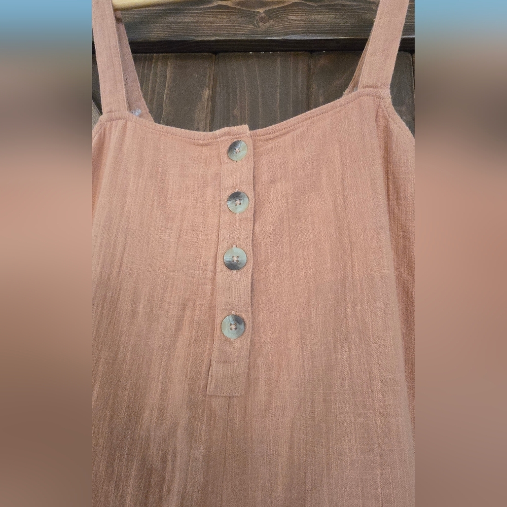 NWT Billabong Daydream Coral  Rust Tan Jumpsuit Button Front Tab Overall M - Picture 8 of 16